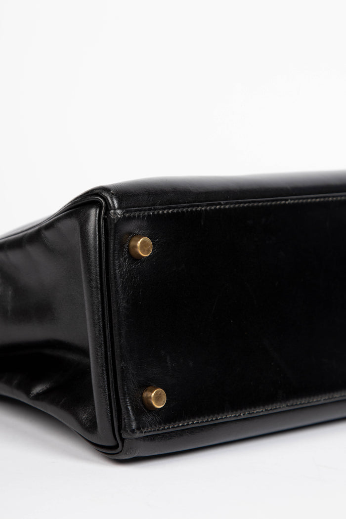 1991 Hermès Kelly 32cm in Black Box Calf Leather with GHW