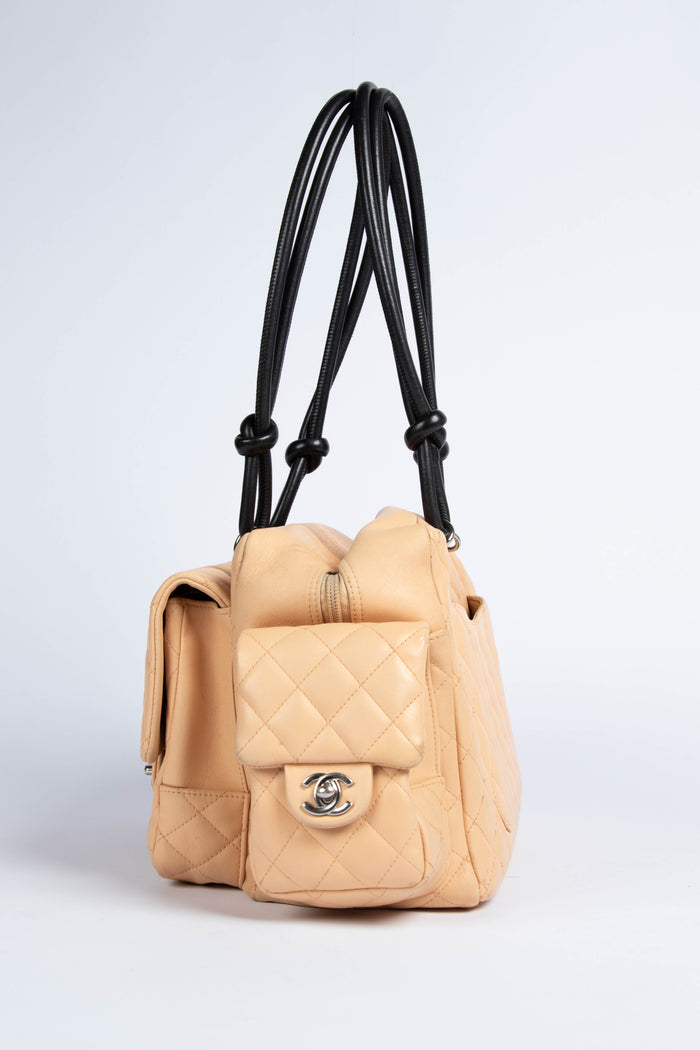 2000s Chanel Rue Cambon Beige Reporter Shoulder Bag