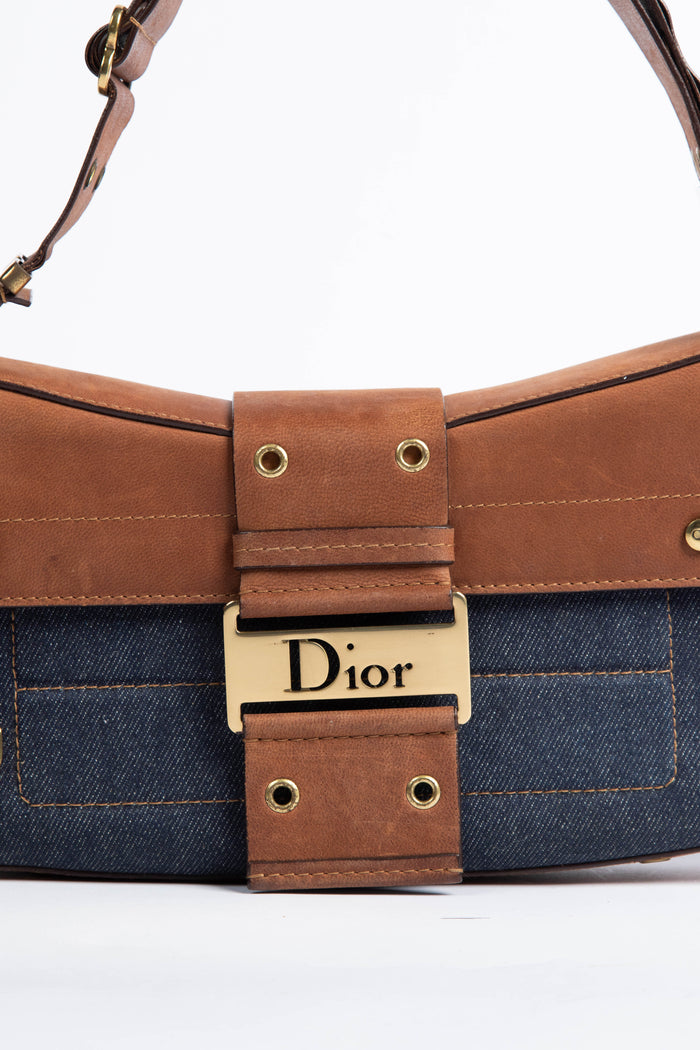 Vintage Christian Dior Denim Monogram Columbus Shoulder Bag