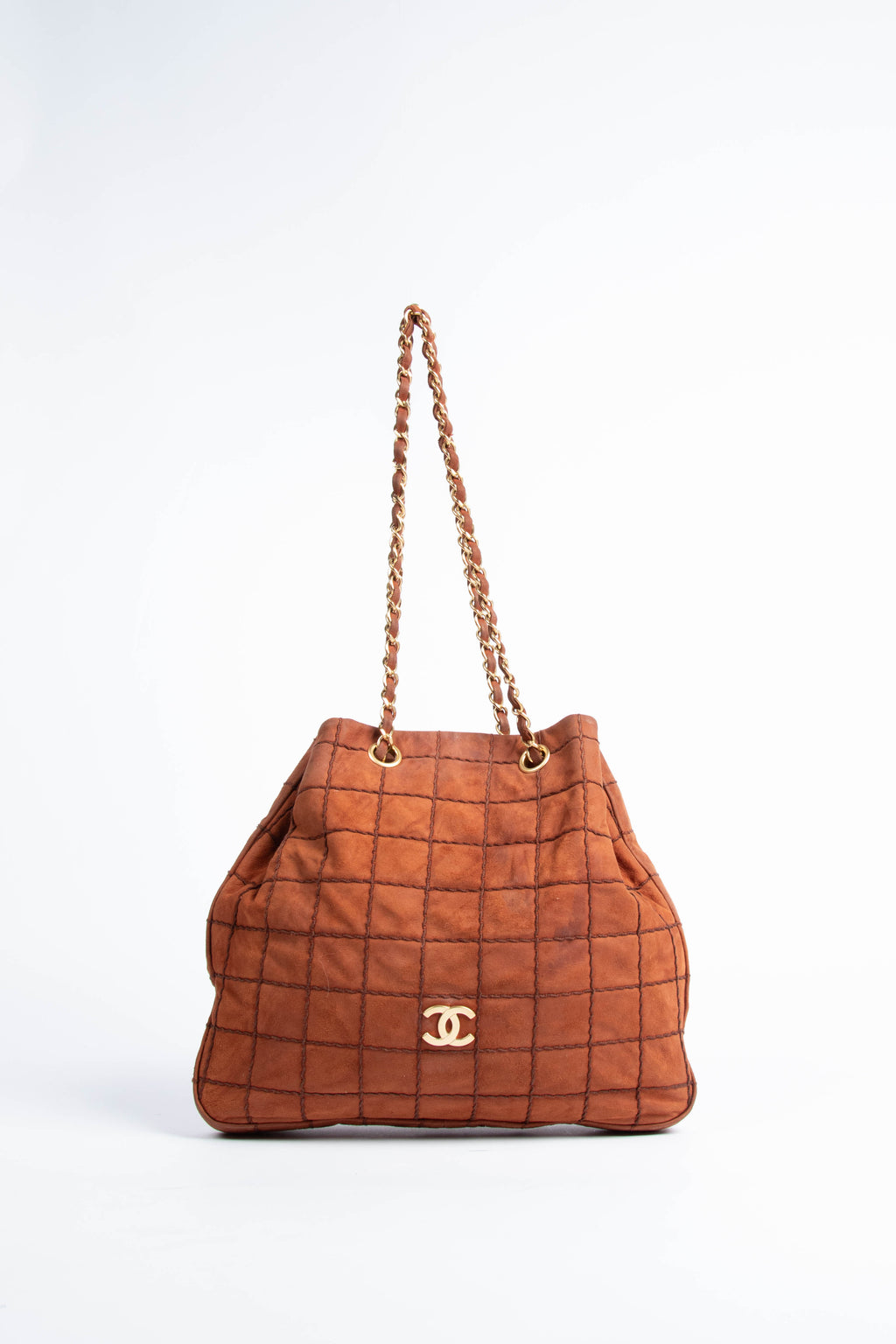 2000s Chanel Burnt Orange Suede Bucket Bag