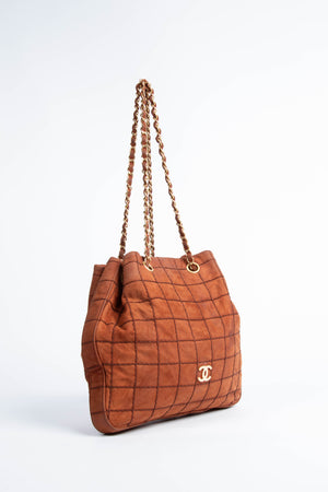 2000s Chanel Burnt Orange Suede Bucket Bag