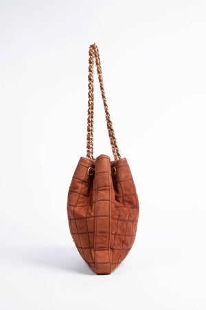 2000s Chanel Burnt Orange Suede Bucket Bag