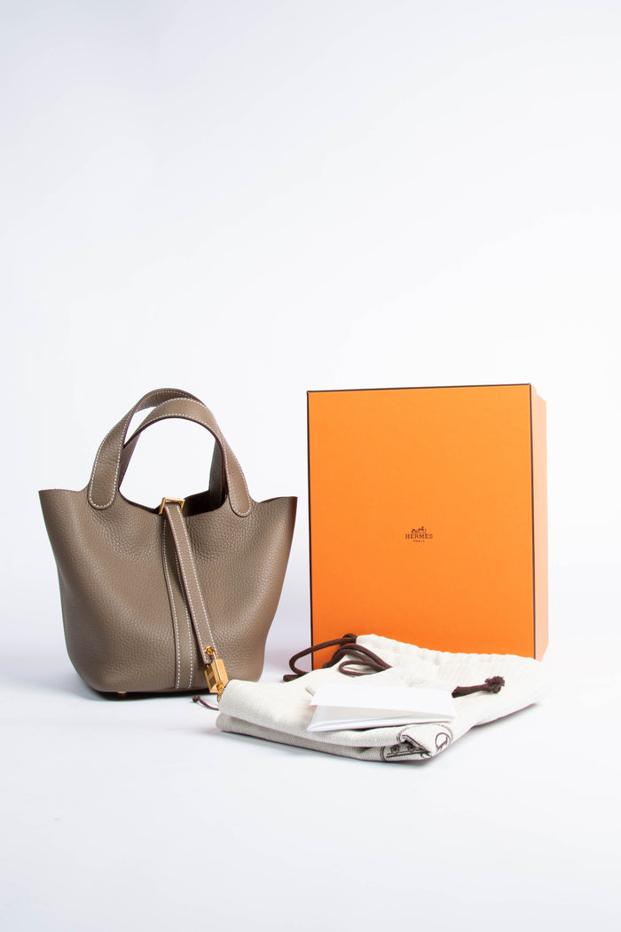 2024 Hermès Picotin 18 in Etoupe Clemence Leather with GHW