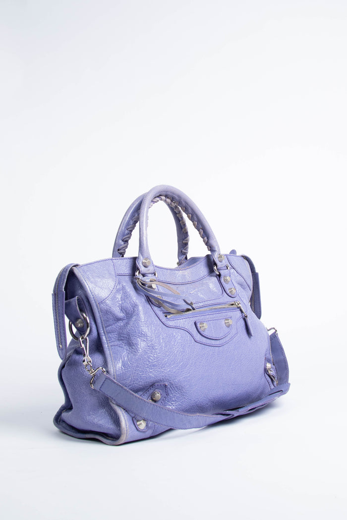 2010s Balenciaga Lilac Leather Giant 12 City Bag SHW