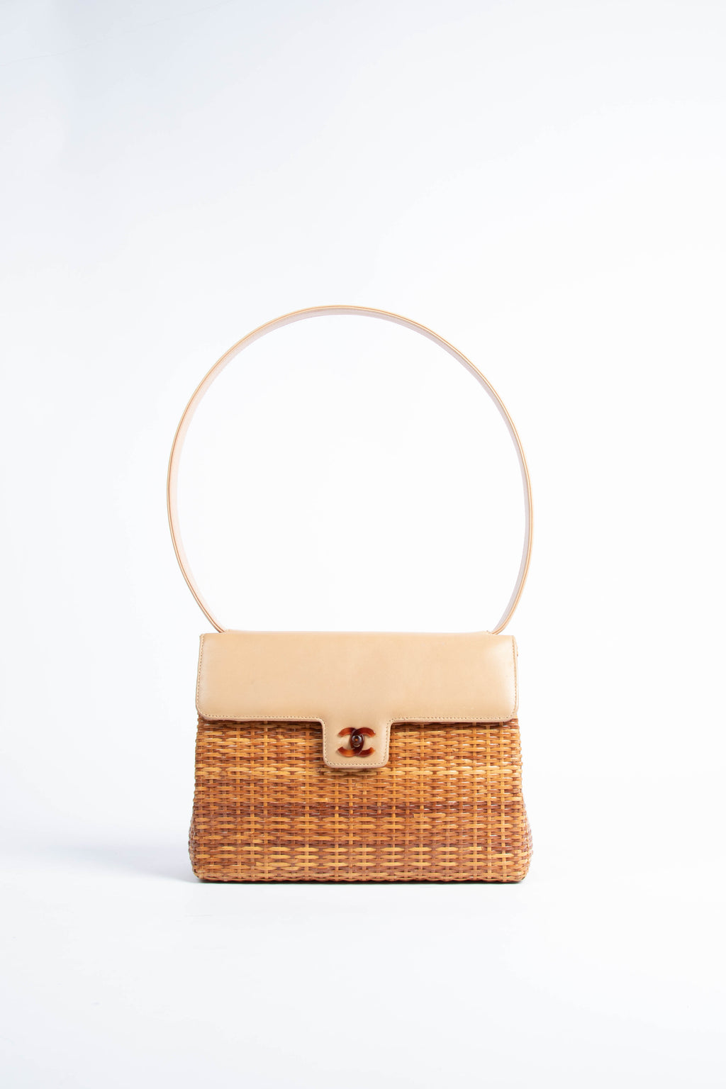 RARE 90s Chanel Wicker Basket Shoulder Bag