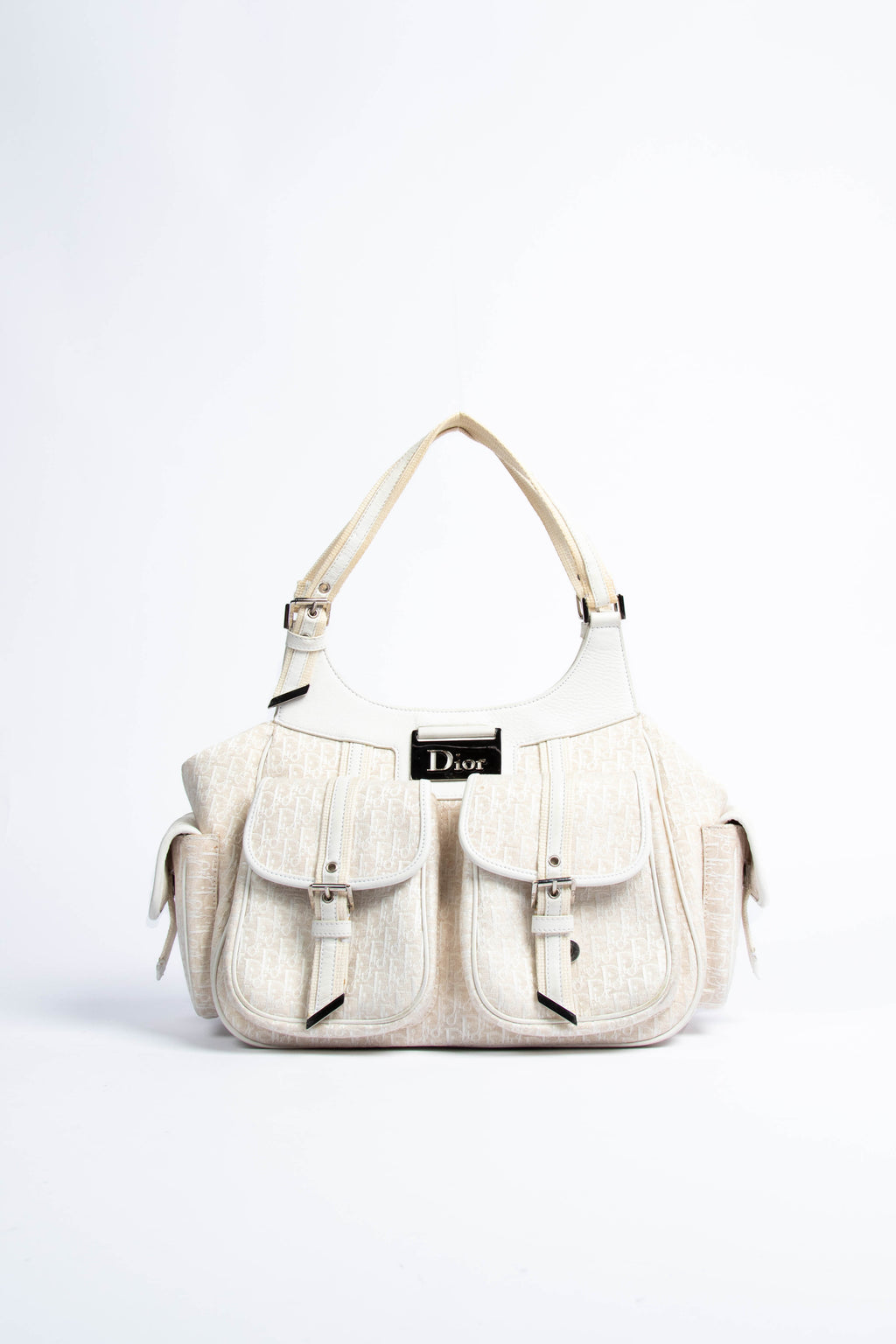 2000s Christian Dior Cream Cargo Shoulder bag