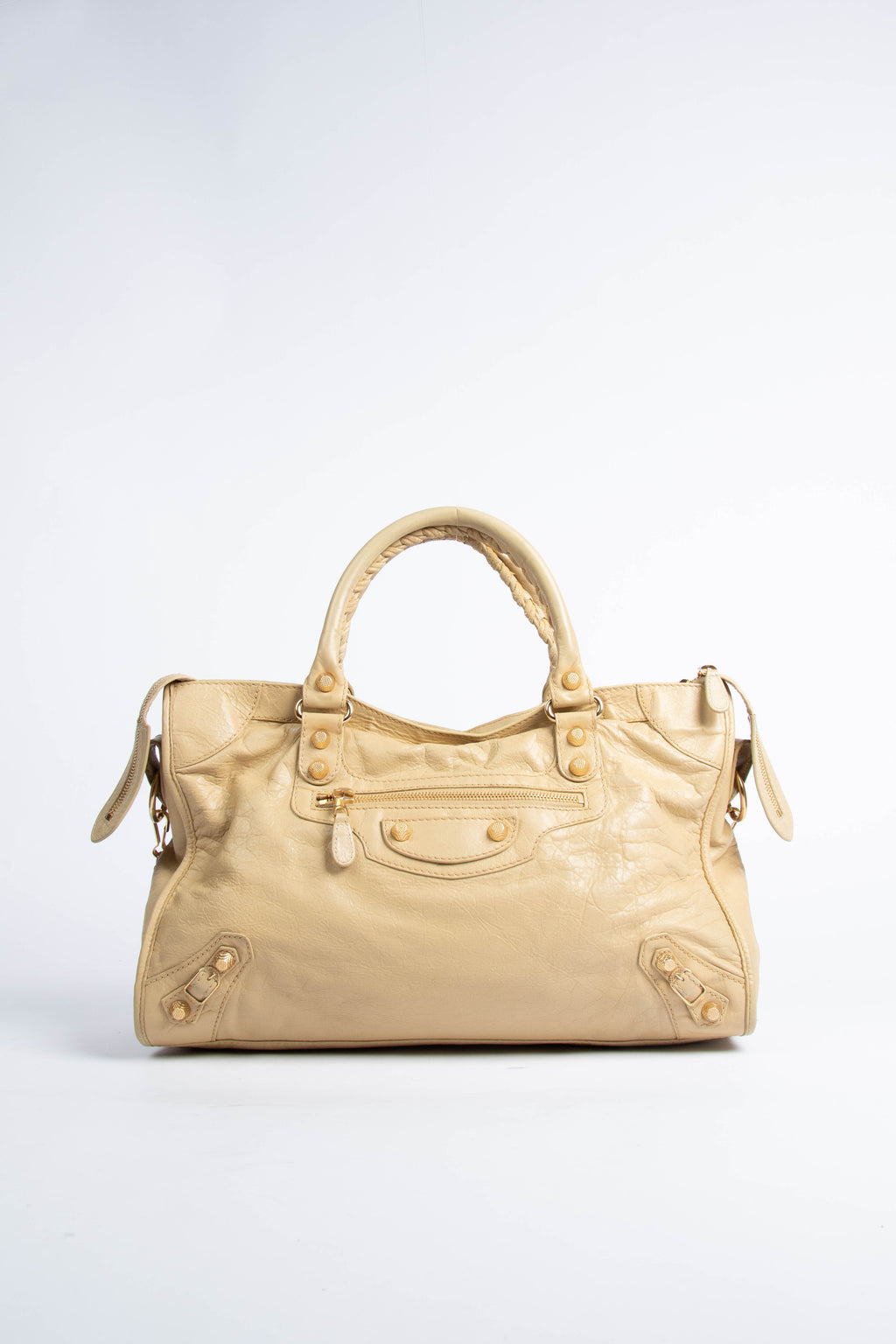 2010s Balenciaga Beige Leather Giant 12 City Bag GHW