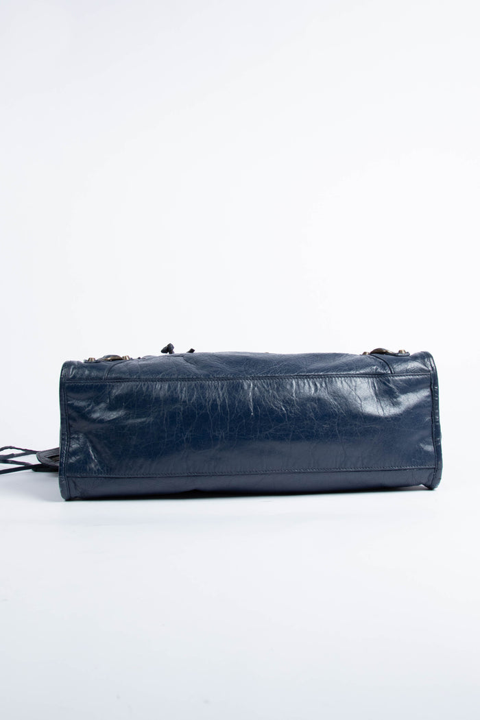 2000s Balenciaga Navy Leather City Bag