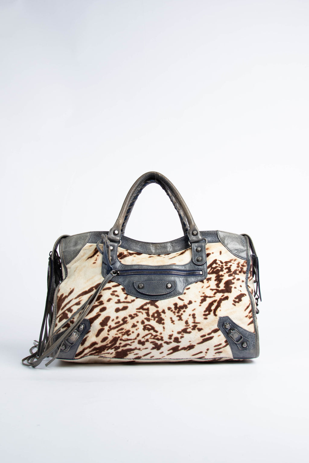 2000s Balenciaga Animal Print City Bag