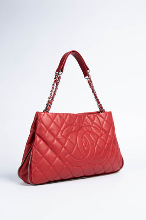 2010s Chanel Red Caviar Leather CC Tote Bag