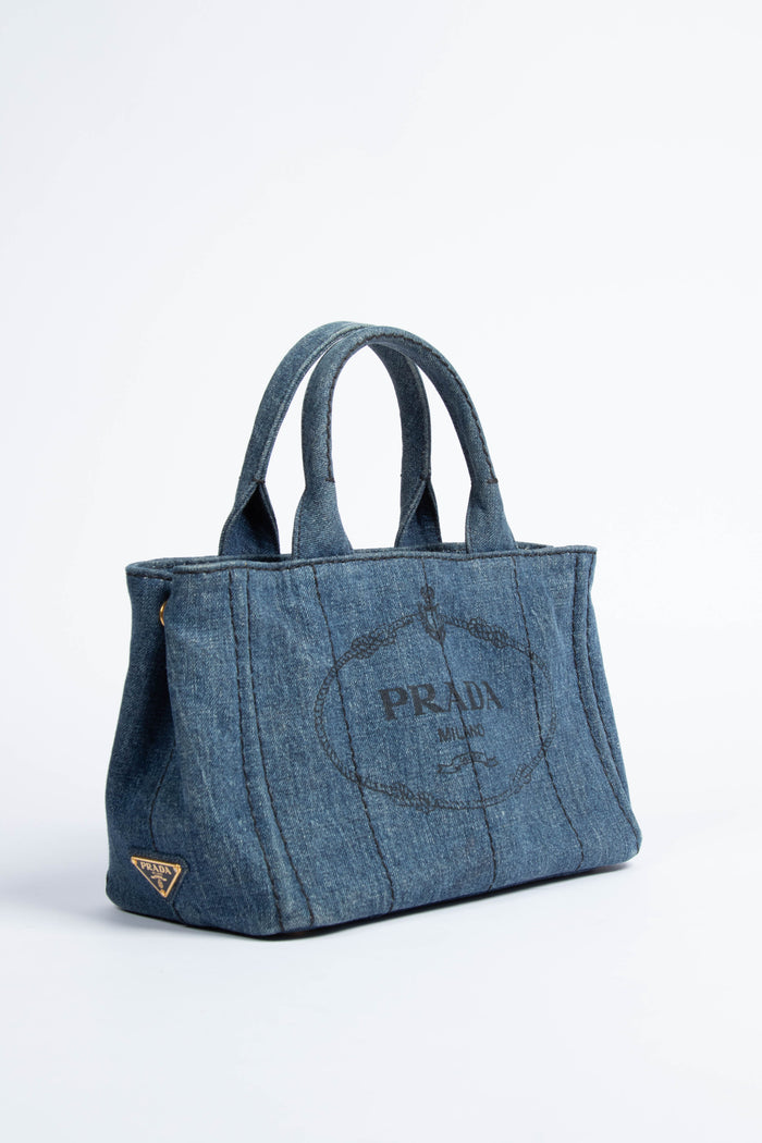 Vintage Prada Denim Canapa Tote Bag