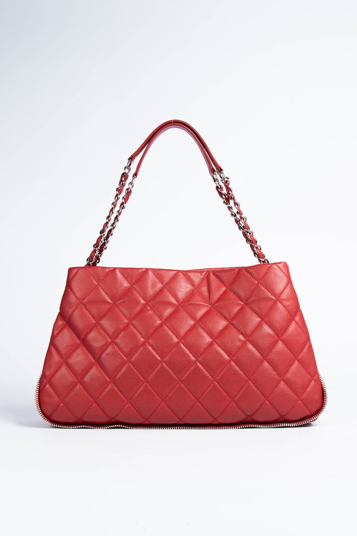 2010s Chanel Red Caviar Leather CC Tote Bag