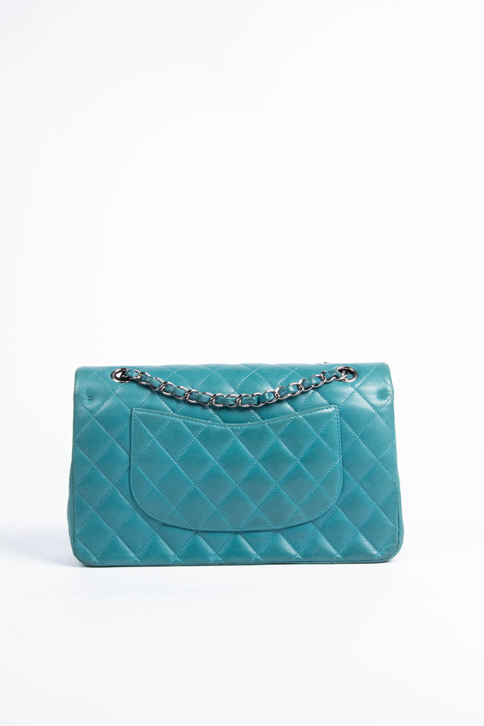 2010s Chanel Teal Medium Double Flap Shoulder Bag SHW