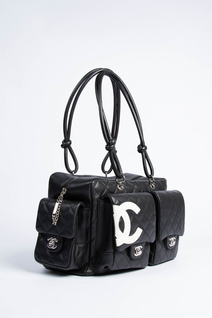 2000s Chanel Rue Cambon Black Reporter Shoulder Bag