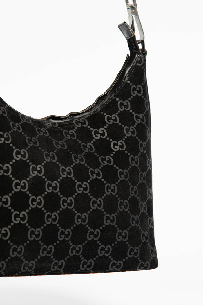 90s Gucci Tom Ford Black Monogram Shoulder Bag