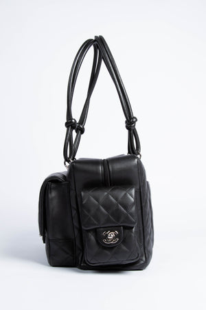 2000s Chanel Rue Cambon Black Reporter Shoulder Bag