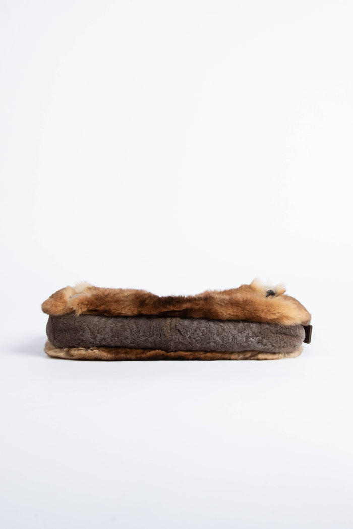 Vintage Fendi Brown Fur Baguette Shoulder Bag