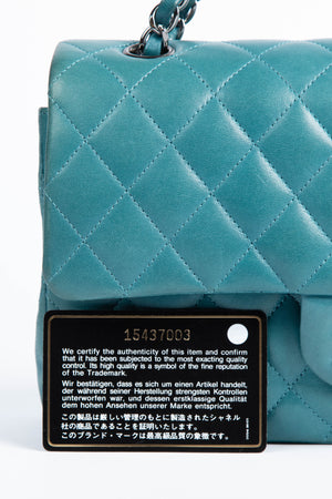 2010s Chanel Teal Medium Double Flap Shoulder Bag SHW