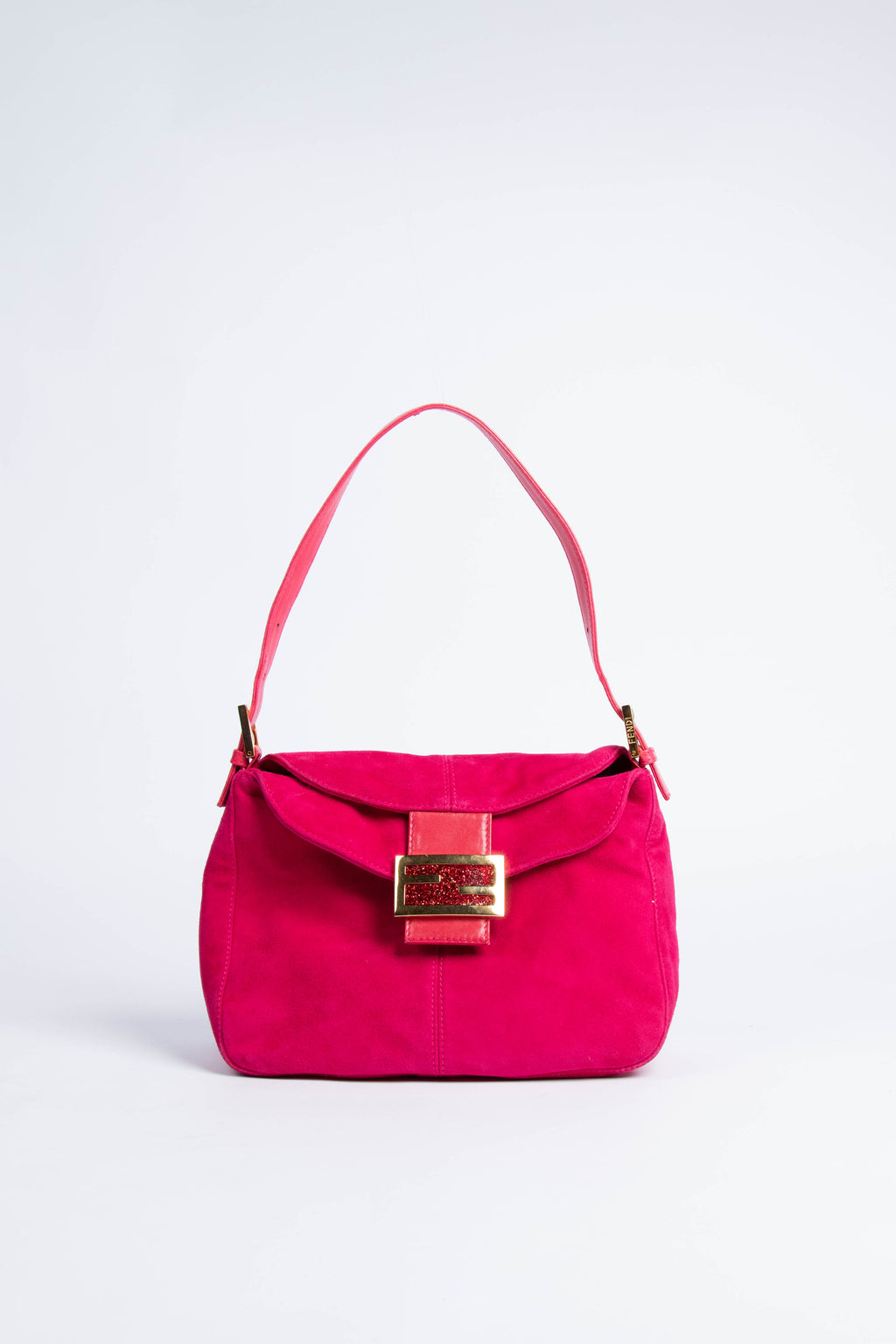 Vintage Fendi Pink Suede Mamma Bucket Bag