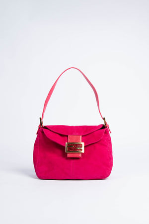 Vintage Fendi Pink Suede Mamma Bucket Bag