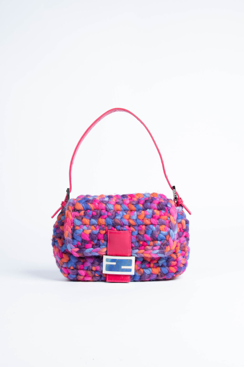 Vintage Fendi Multicolour Knitted Baguette Shoulder Bag