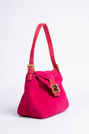 Vintage Fendi Pink Suede Mamma Bucket Bag