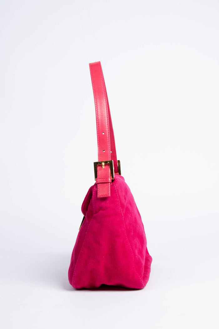 Vintage Fendi Pink Suede Mamma Bucket Bag