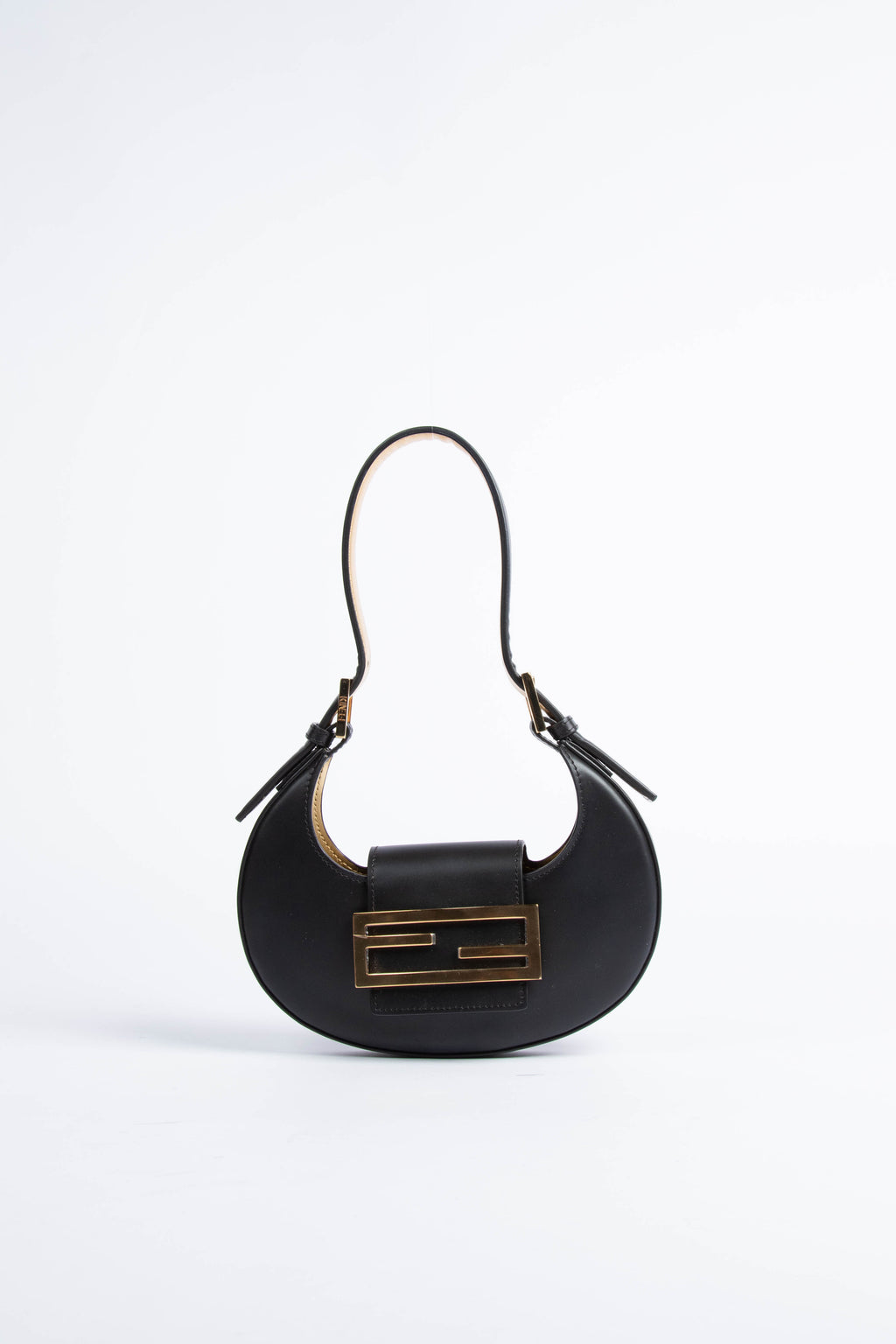 2022 Fendi Black Leather Mini Cookie Bag