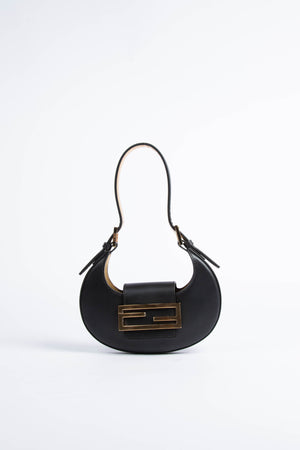 2022 Fendi Black Leather Mini Cookie Bag