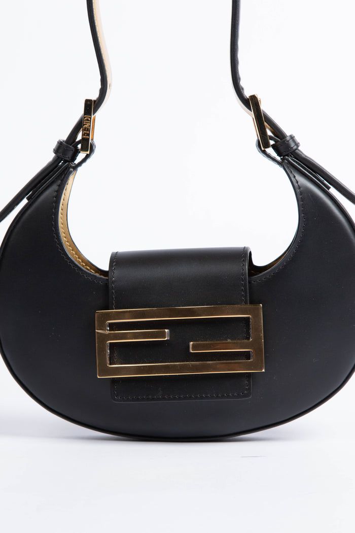 2022 Fendi Black Leather Mini Cookie Bag