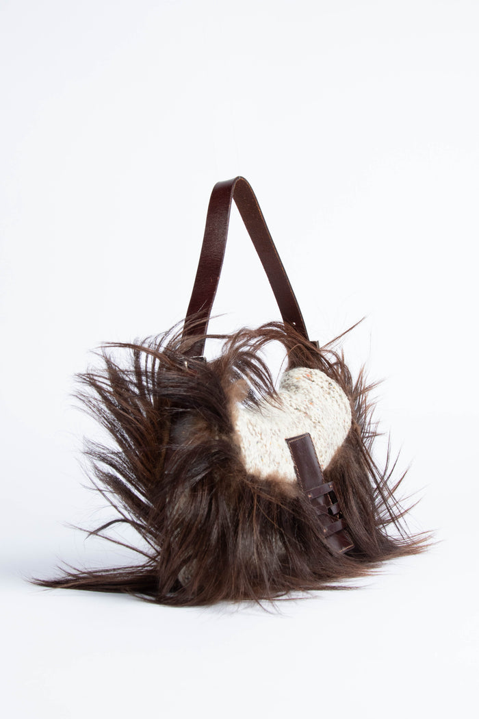 RARE Fendi Knitted & Fur Baguette Shoulder Bag