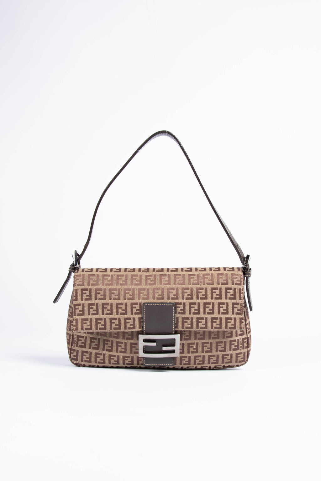 Vintage Fendi Brown Zucchino Shoulder Bag