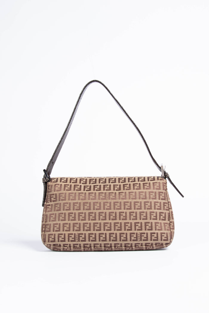 Vintage Fendi Brown Zucchino Shoulder Bag