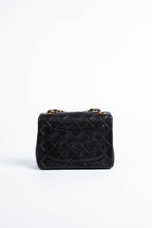 90s Chanel Black Lambskin Mini Square Bag with 24K GHW