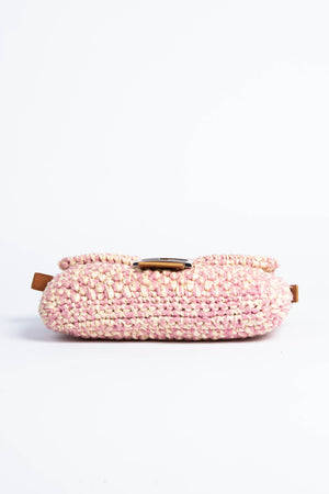 Vintage Fendi Pink Crochet Baguette Shoulder Bag