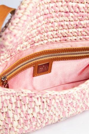 Vintage Fendi Pink Crochet Baguette Shoulder Bag