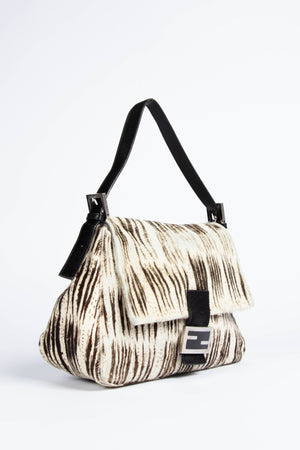 Vintage Fendi Animal Print Pony Hair Mamma Baguette Shoulder Bag