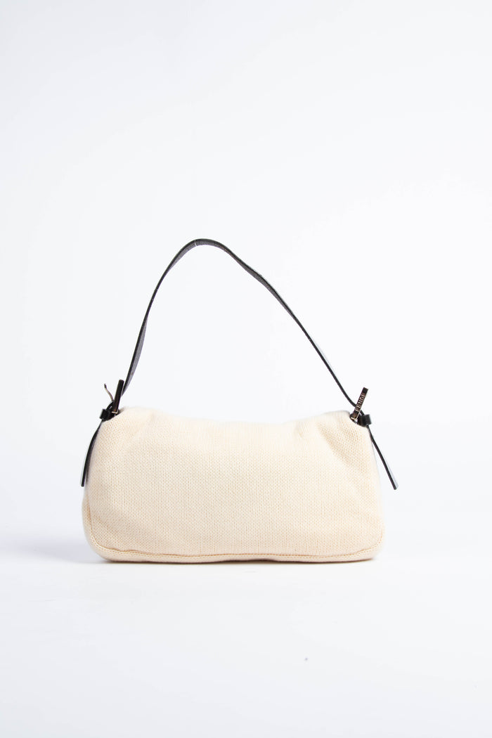 Vintage Fendi Cream Cashmere Baguette Shoulder Bag