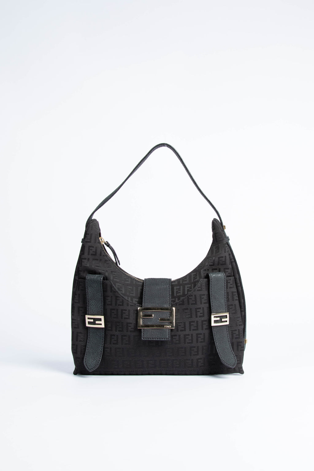 Vintage Fendi Black Zucchino Shoulder Bag