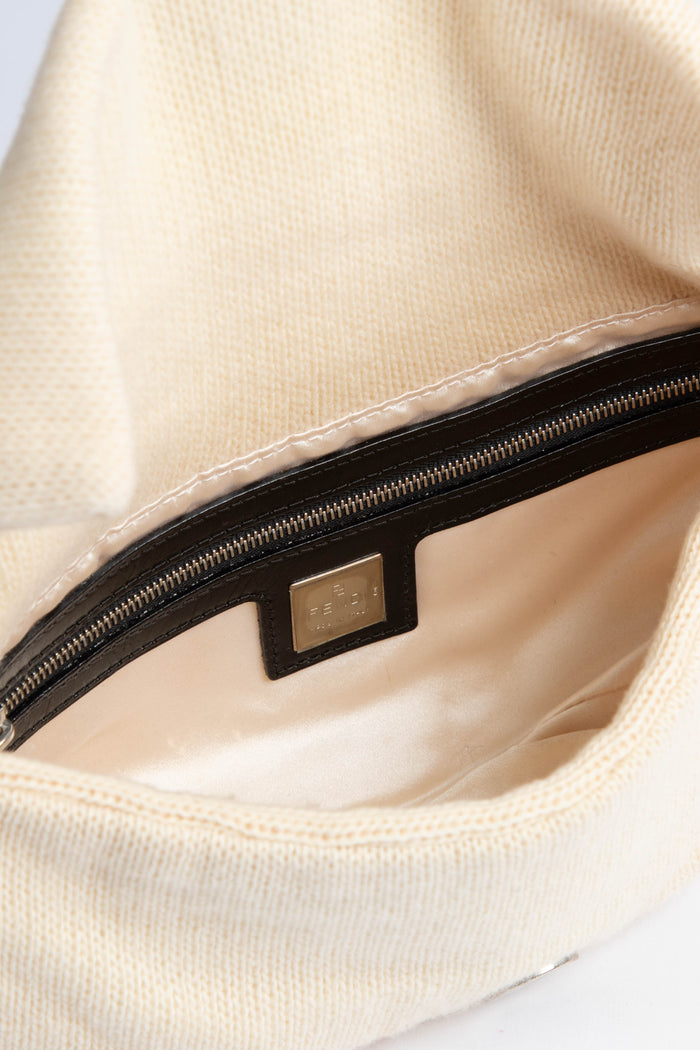 Vintage Fendi Cream Cashmere Baguette Shoulder Bag