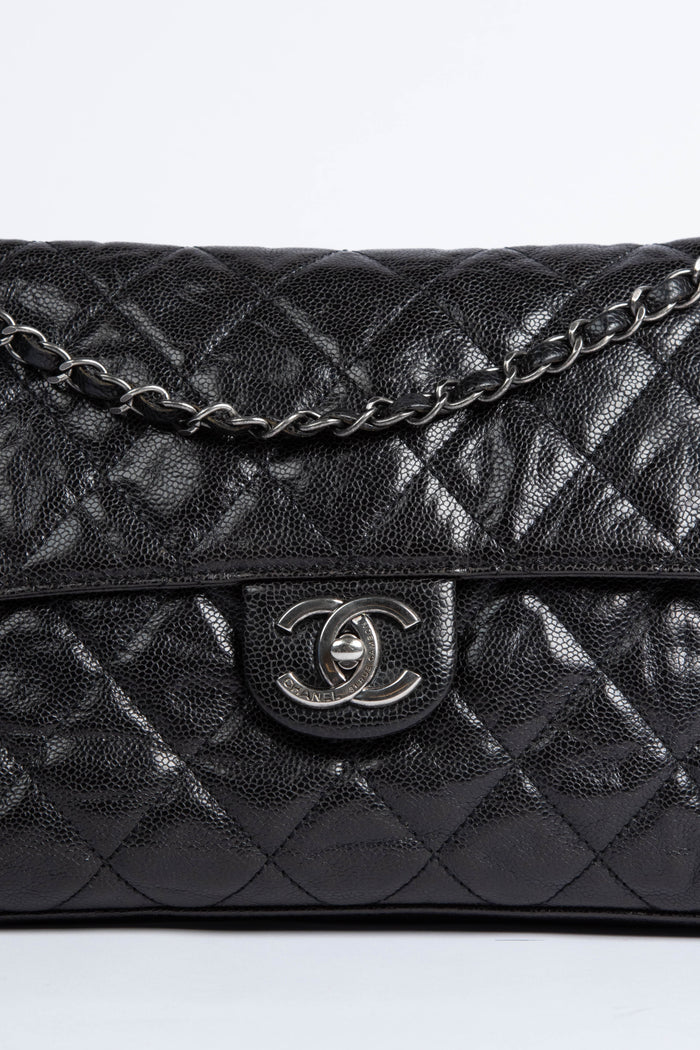 2013 Chanel Black Caviar Single Flap Shoulder Bag SHW