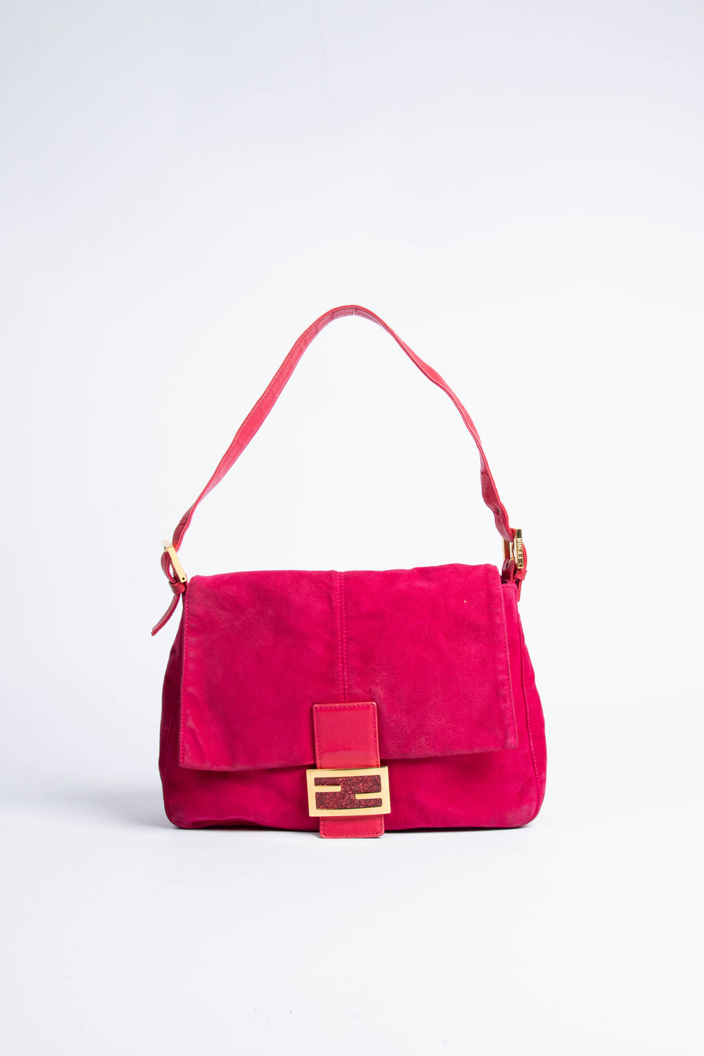 Vintage Fendi Pink Suede Mamma Shoulder Bag