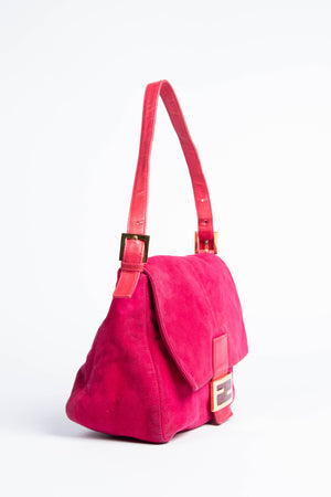 Vintage Fendi Pink Suede Mamma Shoulder Bag