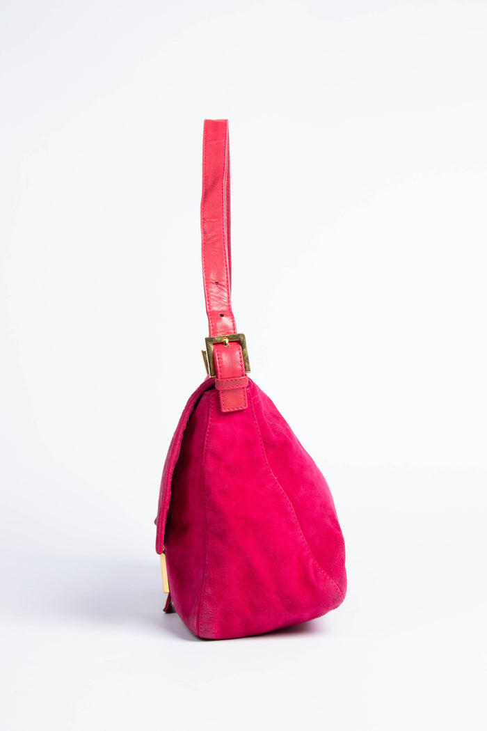 Vintage Fendi Pink Suede Mamma Shoulder Bag