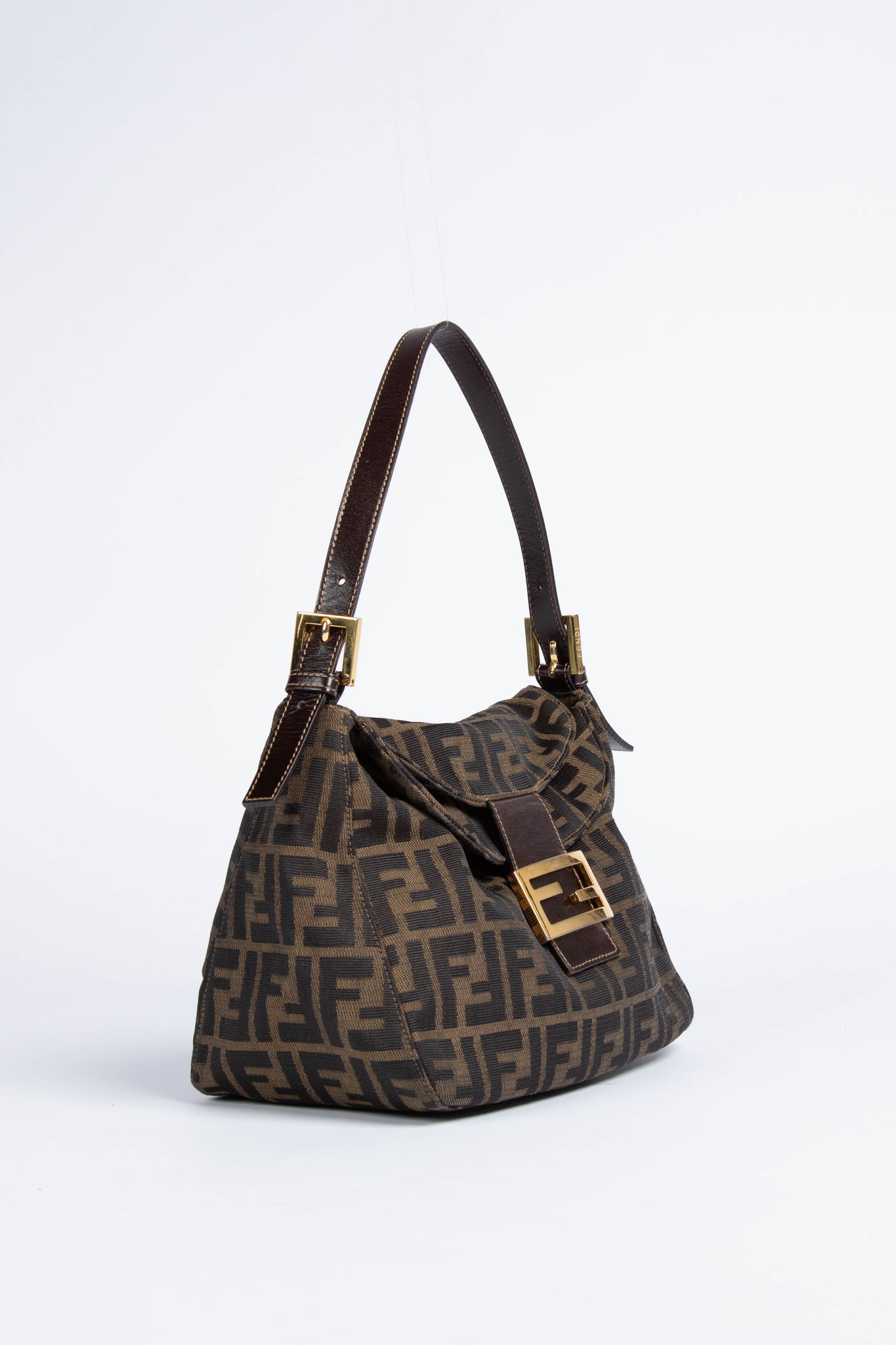 Vintage Fendi Zucca Canvas Shoulder Bag