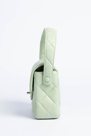 90s Chanel Pastel Green Leather Mini Top Handle Bag