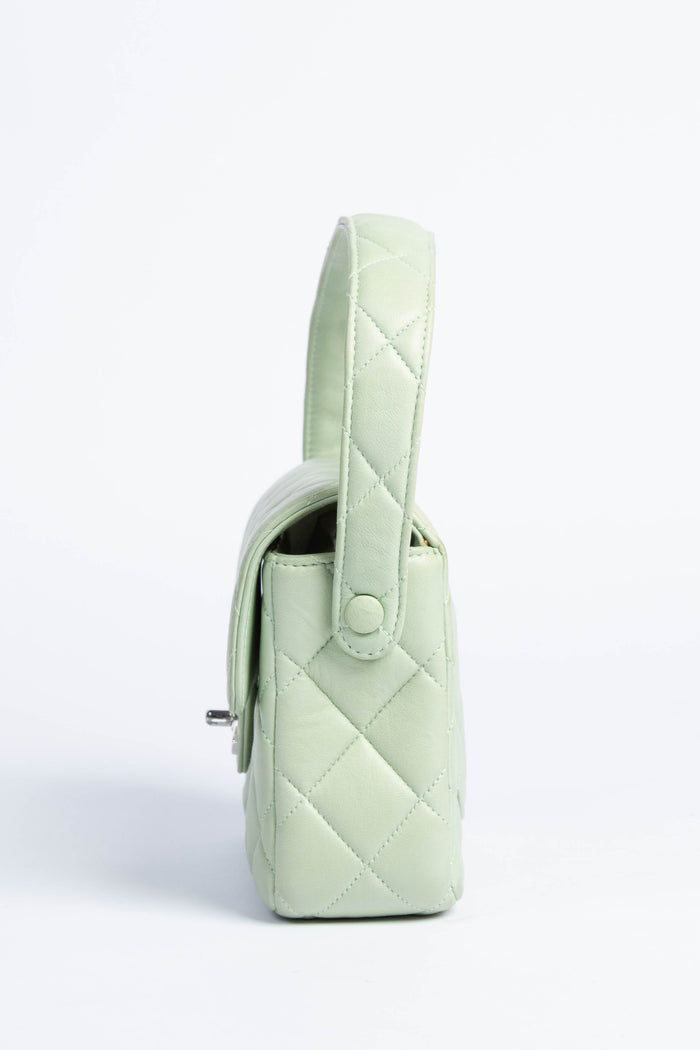 90s Chanel Pastel Green Leather Mini Top Handle Bag