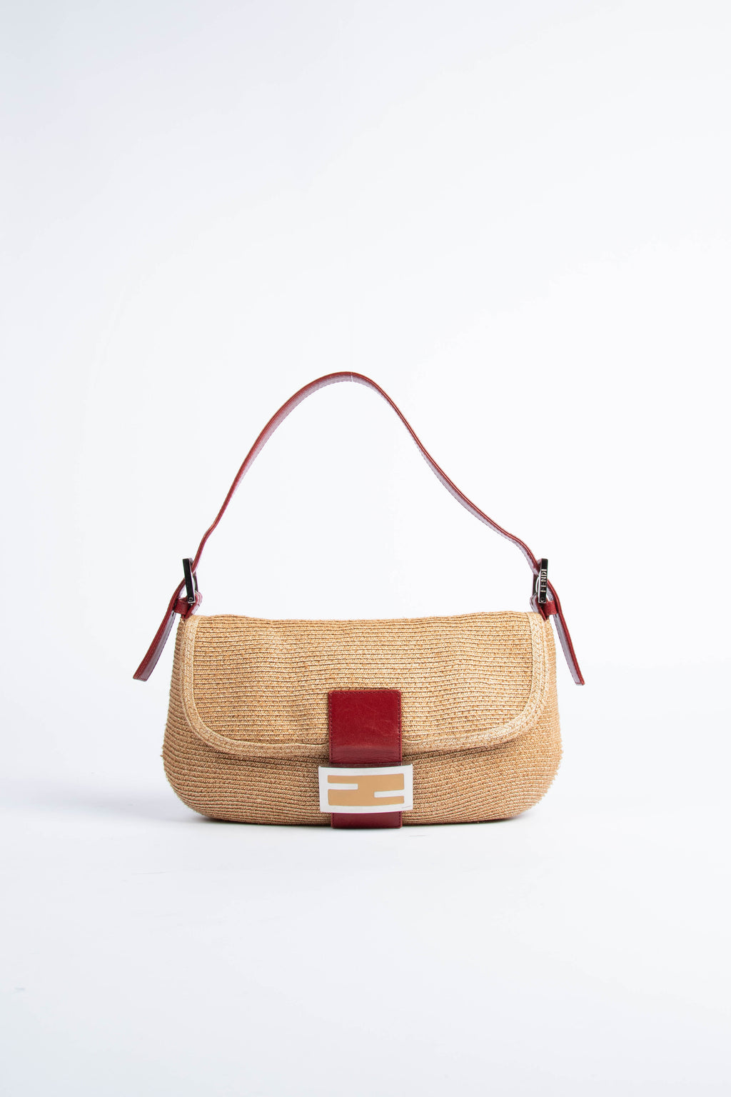 RARE Vintage Fendi Wicker Baguette Shoulder Bag