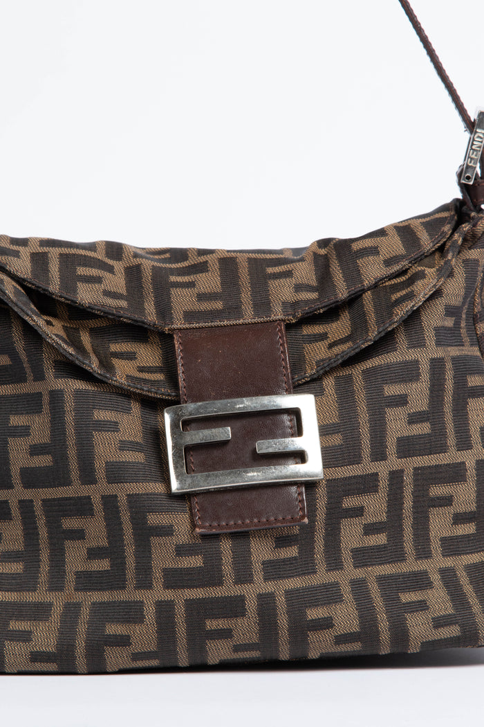 Vintage Fendi Zucca Canvas Shoulder Bag