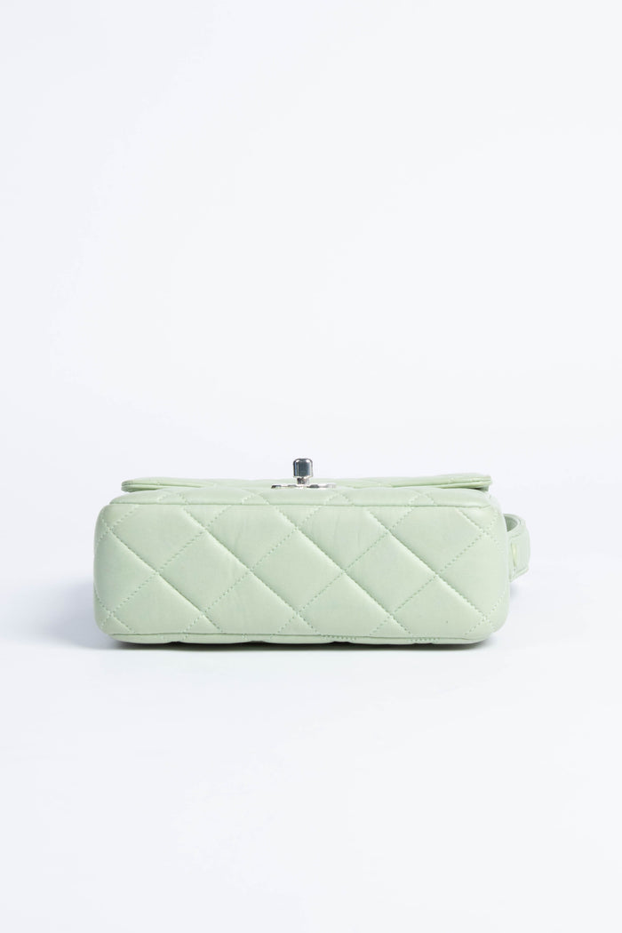 90s Chanel Pastel Green Leather Mini Top Handle Bag